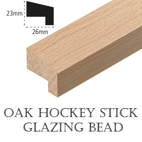 Solid Oak Glazing Bead Hockey Stick FD30 Fire Check Vision Glass Ledge Beading