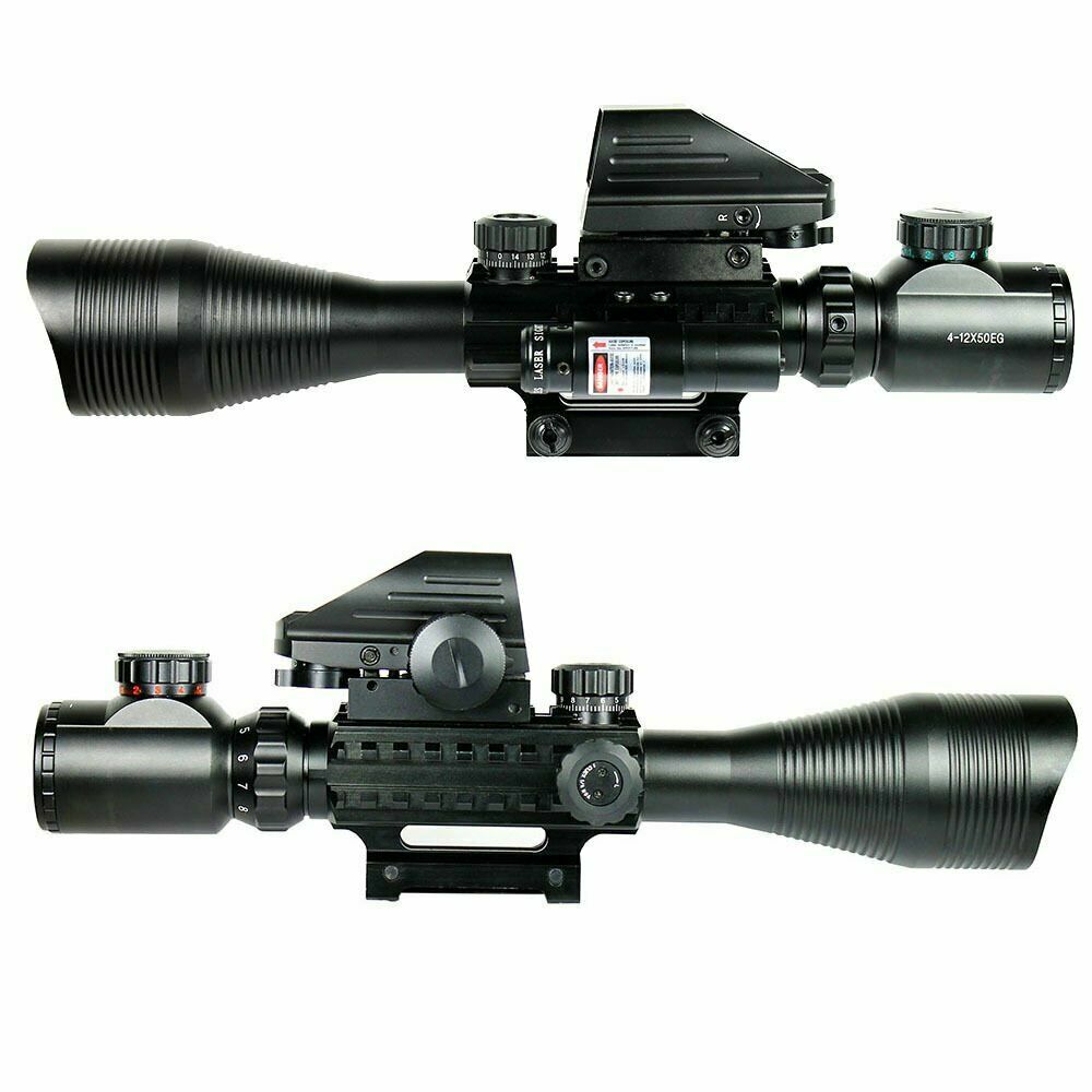 4-12X50 Rifle Scope R/G Mil-dot with Holographic Sight & Red Laser JG8