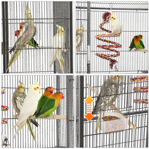 69'' Large Bird Parrot Cage Cockatiel Conure Cacique Pionus w/Stand & Two Doors