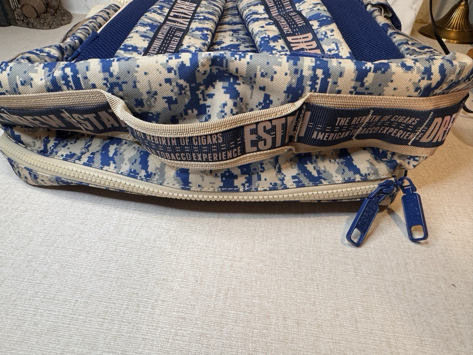 Drew Estate Barn Smoker Backpack Laptop Carry Bag Blue Camo Large