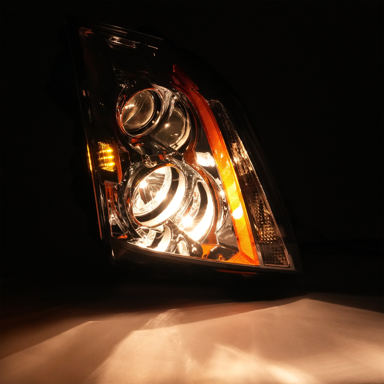 HECASA Halogen Pair Headlight For Cadillac CTS 08-15 Left and Right With Bulbs