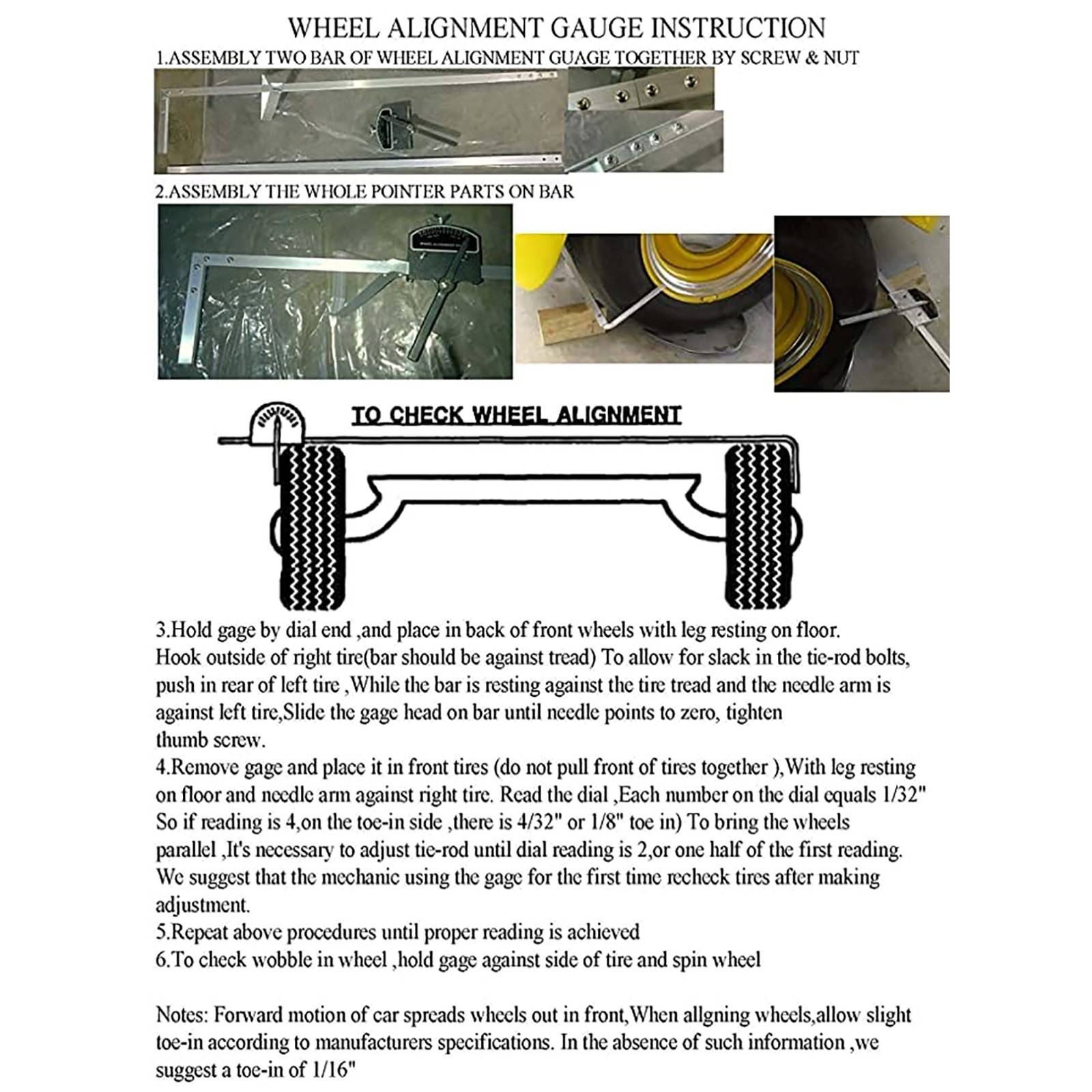Wheel Alignment Tool Accurate Heavy Duty Front End Toe Alignment Gauge