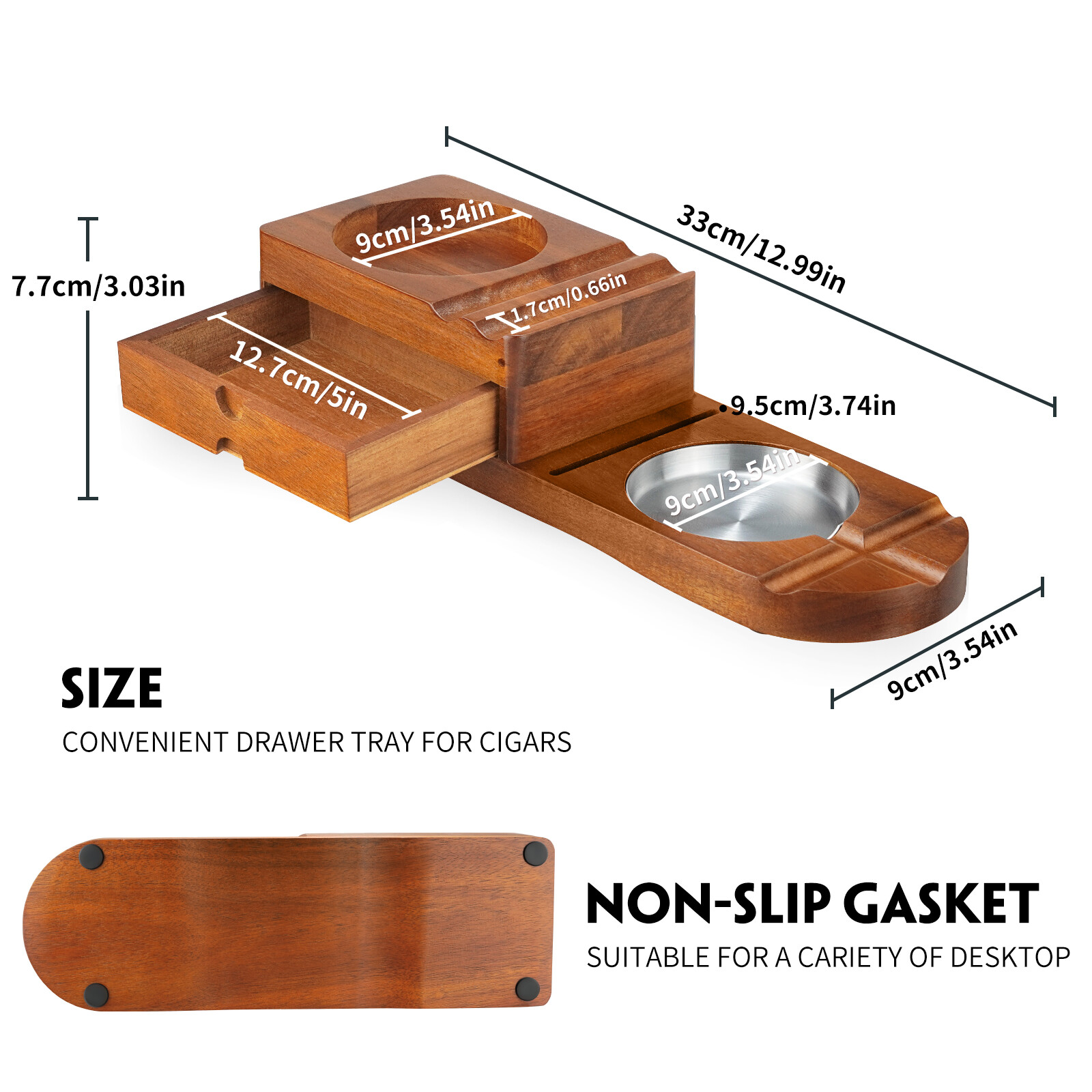 Cigar Ashtray Coaster Whiskey Glass Tray & Wooden Ash Tray