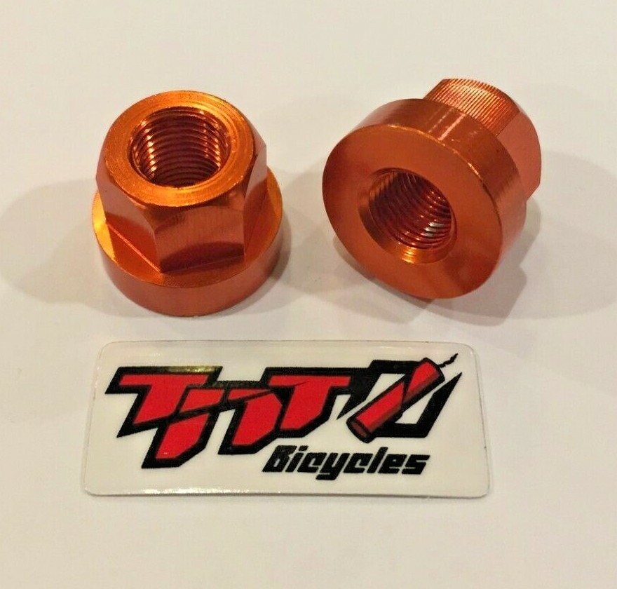 TNT BICYCLES - ALUMINUM AXLE NUTS - 3/8" x 24tpi - SOLD AS PAIR (2pcs)