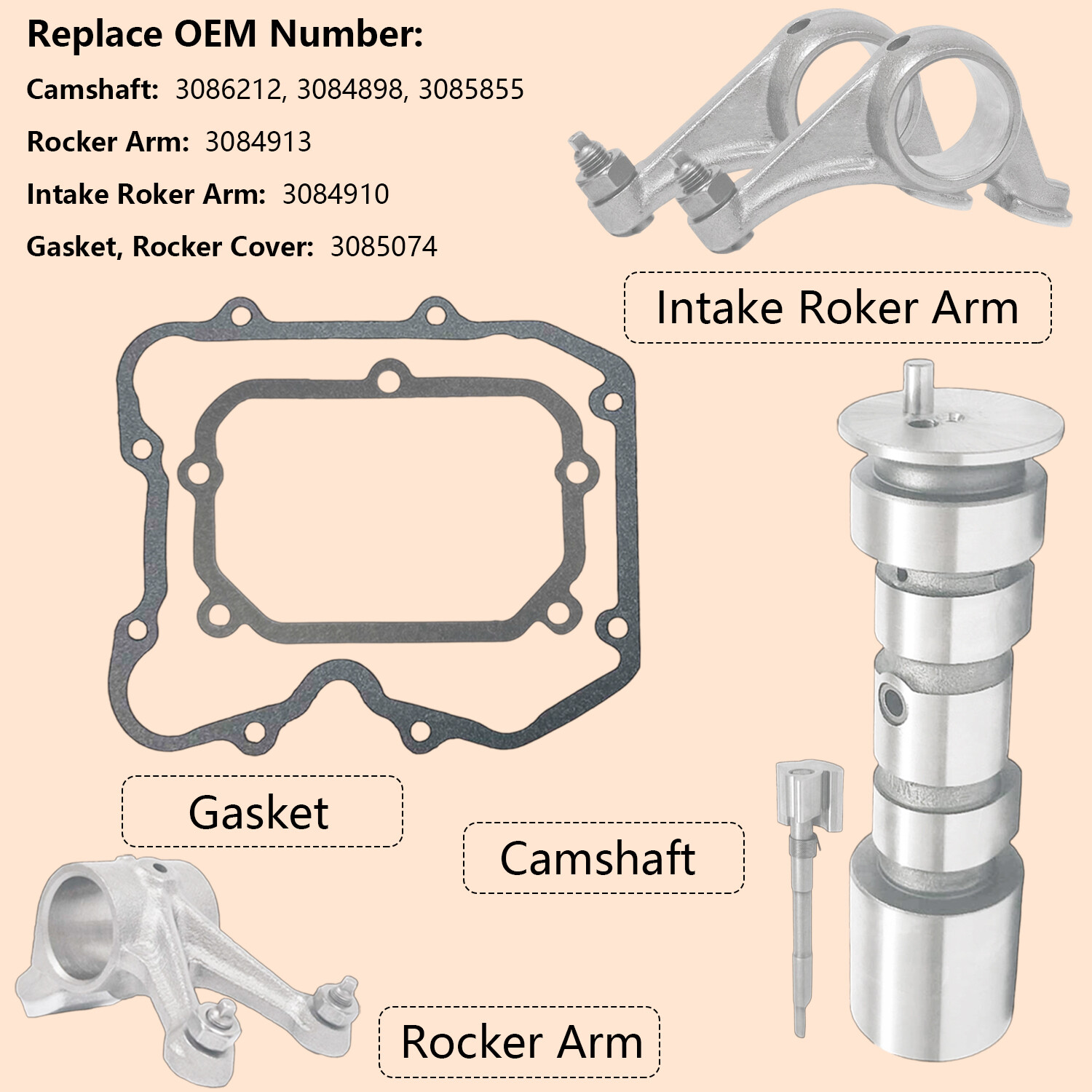 Camshaft & Rocker Arms w/Gasket Kits for Polaris Ranger 400 500 Scrambler 500