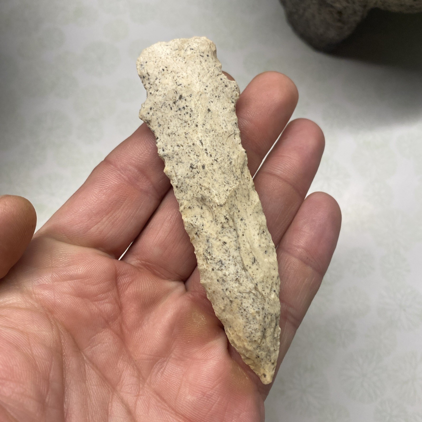 MLC s8206 4 1/8” Stemmed Etley Arrowhead Indiana Stone Artifact