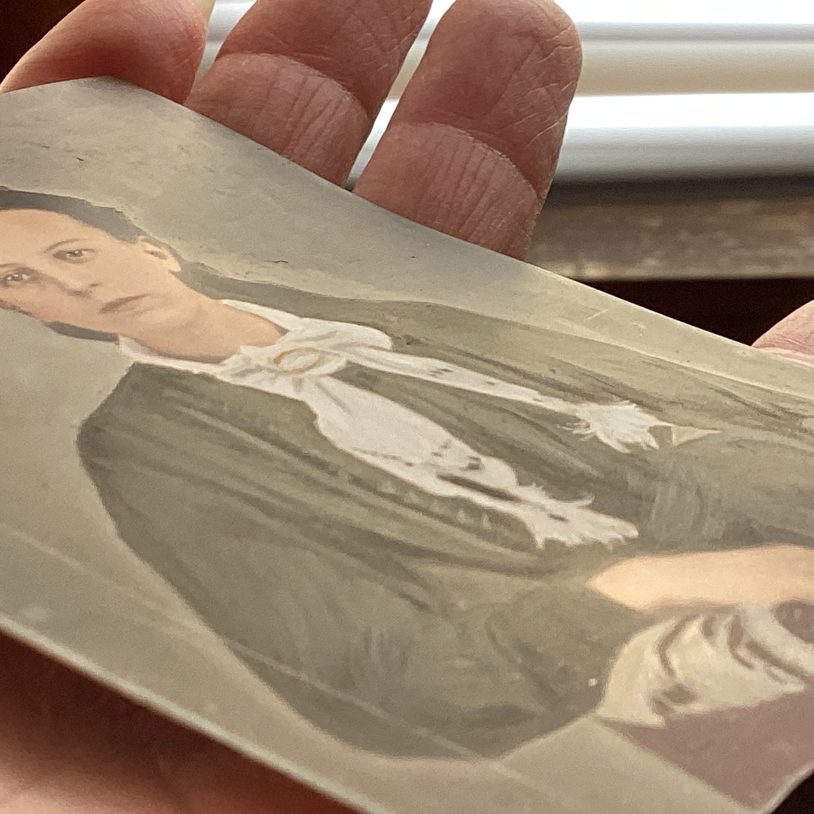 Pair Hand Painted Victorian Portrait Photos Detailed 1890’s Mother Daughter?