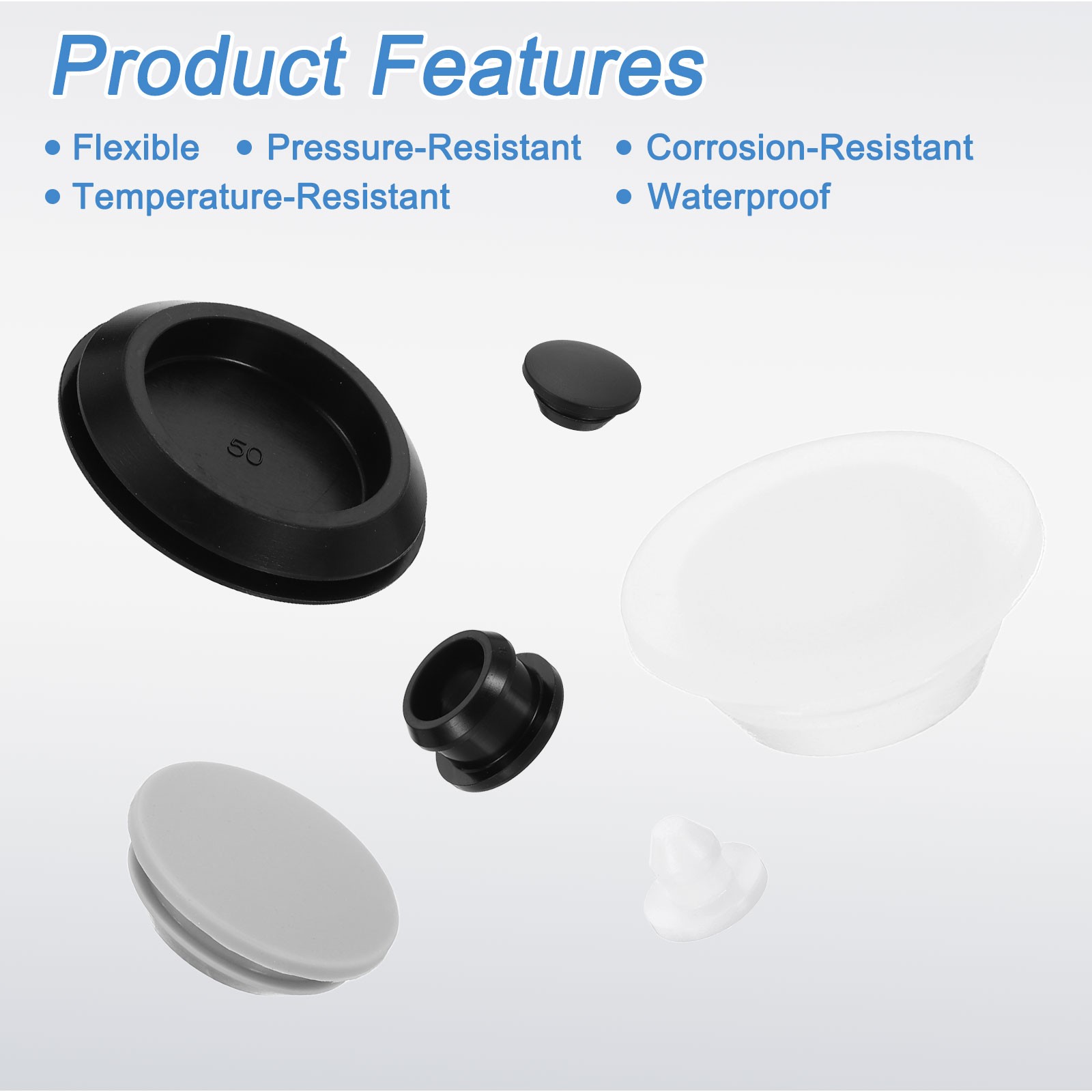 15Pcs Snug Plugs, Rubber Hole Plugs Fit 25mm (0.98 Inch) Hole Dia. Translucent