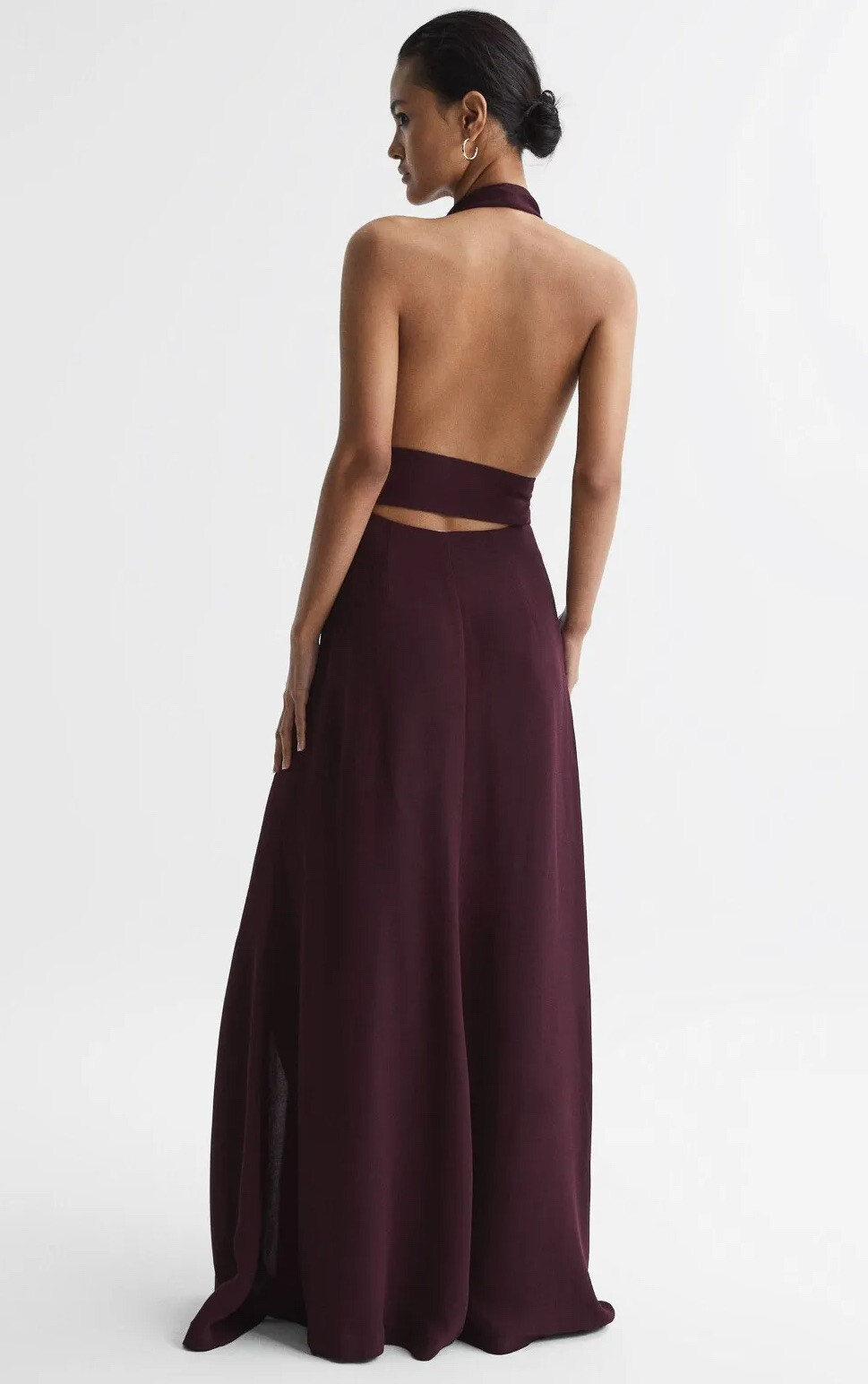 REISS Grace Maxi Dress with Detachable Cape in Burgundy
