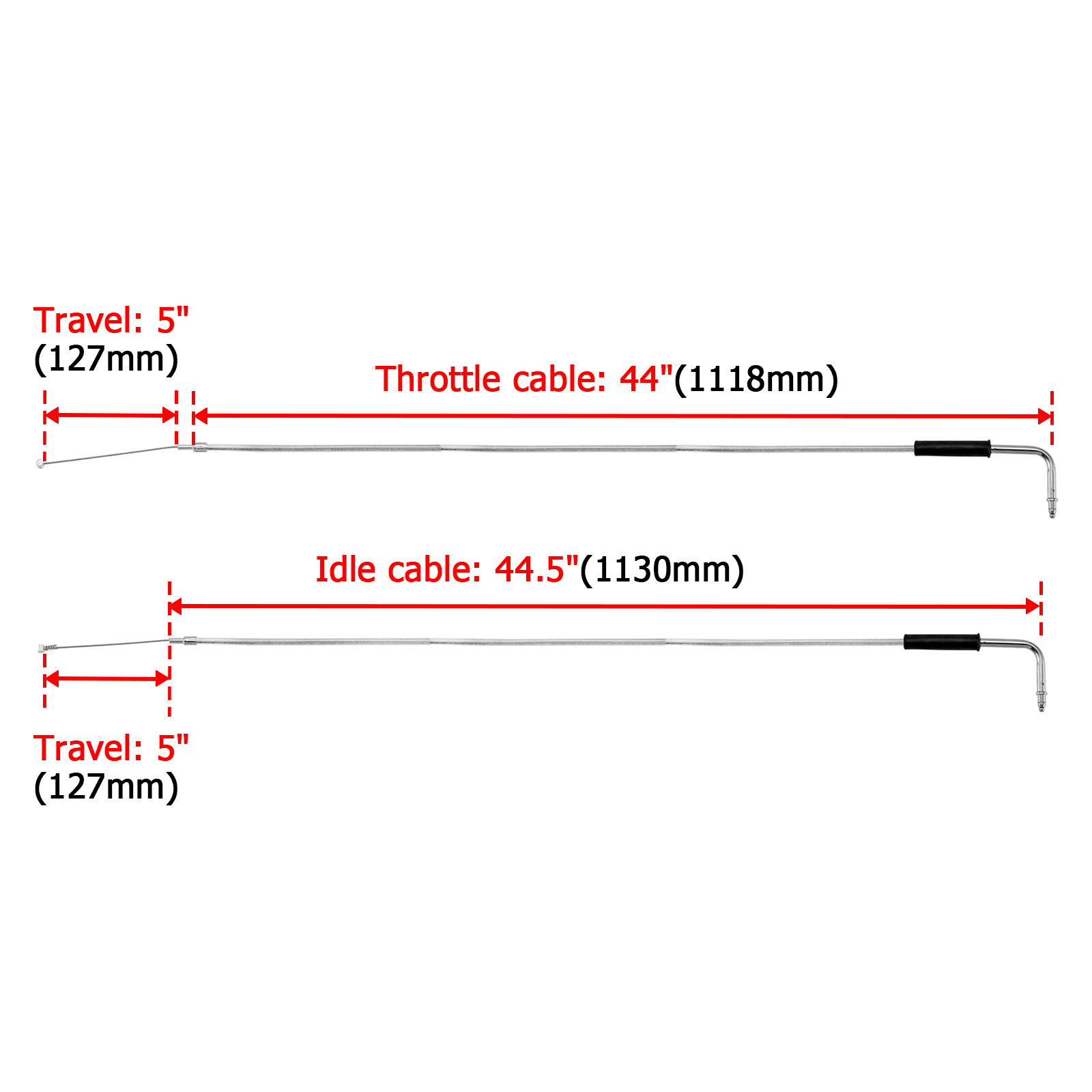 44" Throttle and Idle Cable Sets For Harley Davidson 16"-18” Handlebar 56579-02A