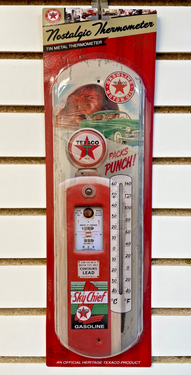 NEW! Sky Chief TEXACO - Indoor Outdoor Metal Tin 17" Thermometer Nostalgic 40266