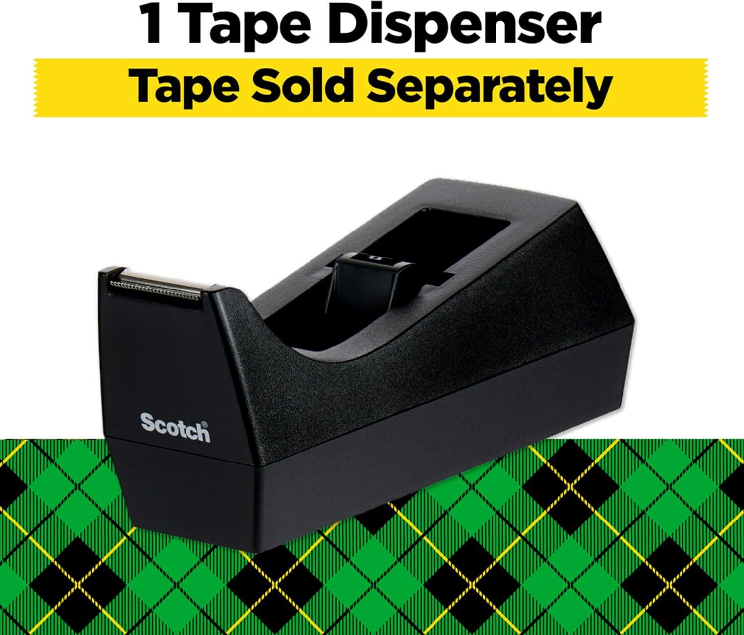 Scotch Desktop Tape Dispenser, Black, 2.7 in. x 2.7 in. x 6.4 in., 1 Tape Dispen