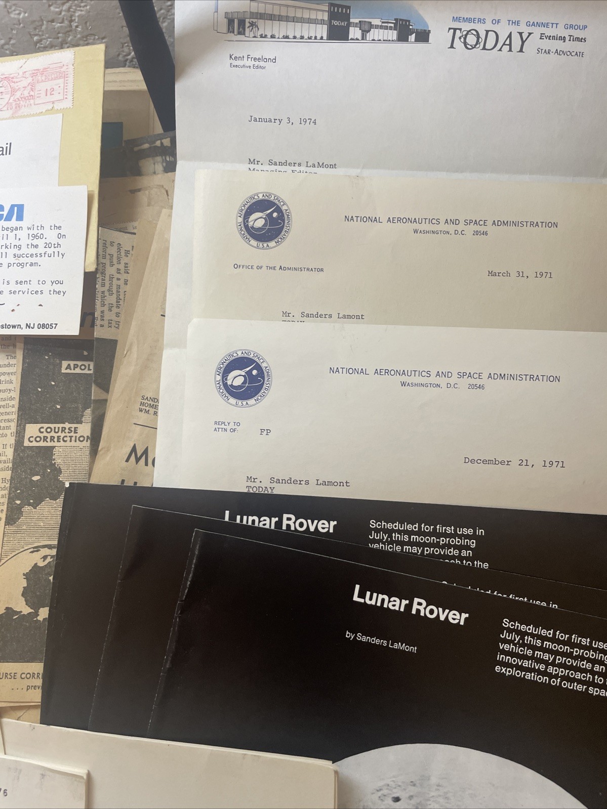 Vintage NASA Space Collectible Lot/Scrapbook - Sanders LaMont Aerospace Writer