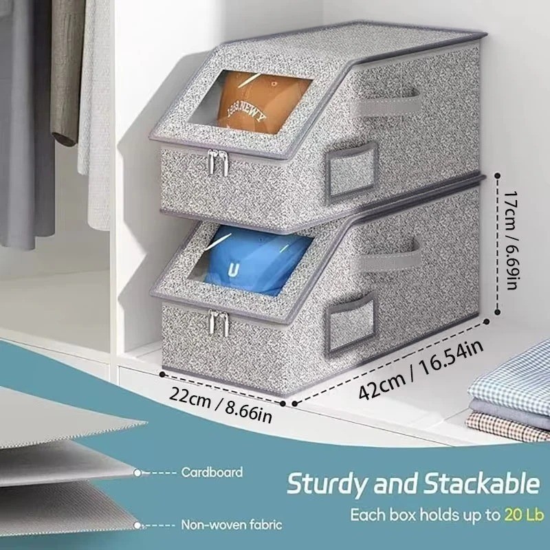 1/2x Stackable Hat Storage Organizer for Baseball Caps 24 Caps Hat Box with Lid