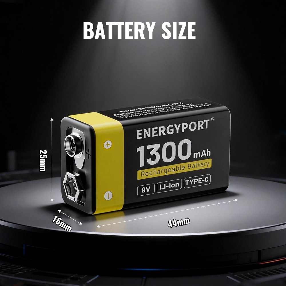 4Pcs 9V 9 Volt Li-ion USB Rechargeable Batteries 1300mAh Lithium Ion Battery