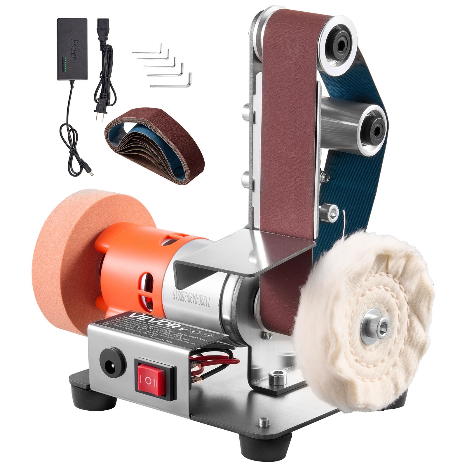 VEVOR 3-in-1 Mini Belt Sander Grinder Polisher Combo with 7 Speeds Adjustment