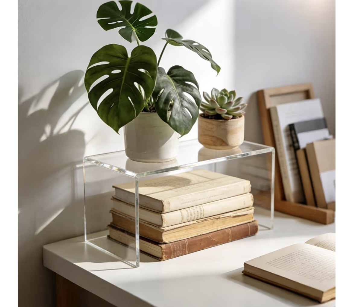 3 Pcs Large Acrylic clear Display Riser Set Shelf Showcase Fixtures 12,11,10.5