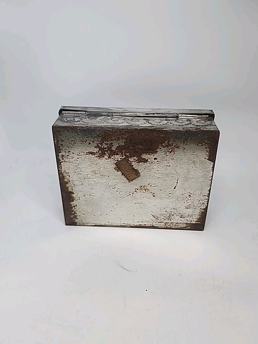 Vtg Mex. Folk Art Hand Painted Stone Pottery Aztec/Mayan Sun & Moon Trinket Box