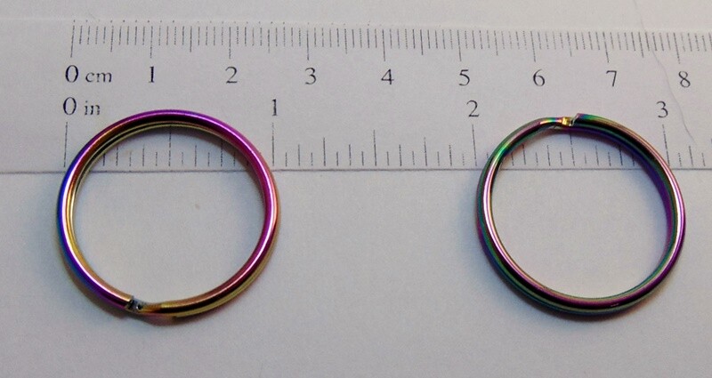 Iridescent Split Key Rings 25mm 1" diameter Shimmery Rainbow Color Chroma