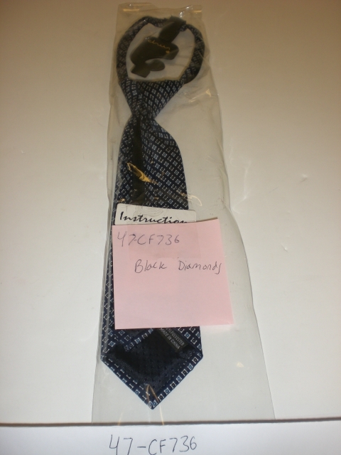 CHILDREN'S NECK TIE 10" 47-CF736 NAVY DIAMONDS ADJ