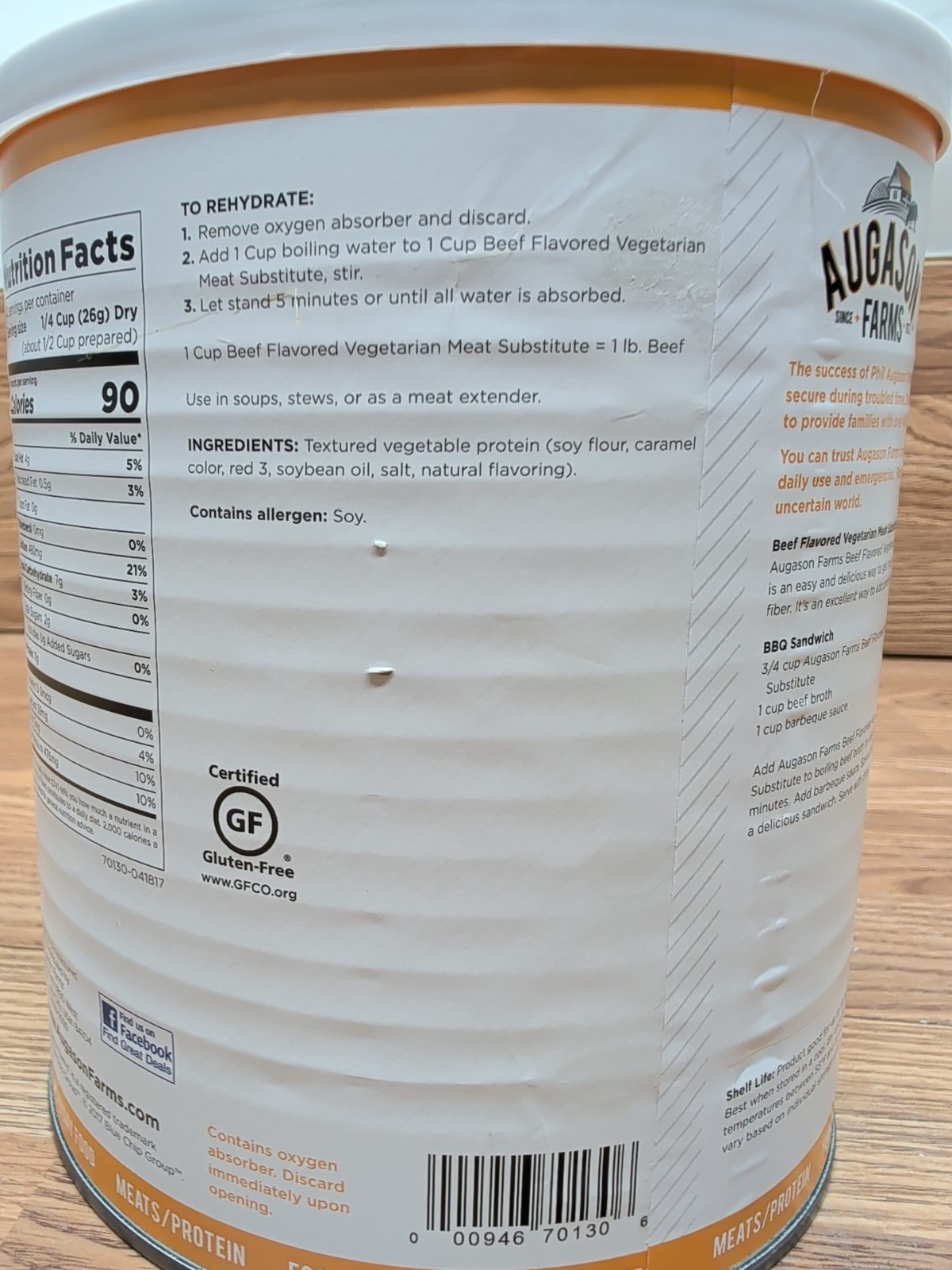 Augason Farms BEEF SUBSTITUTE Food Storage Survival Camping FAST FREE SHIP