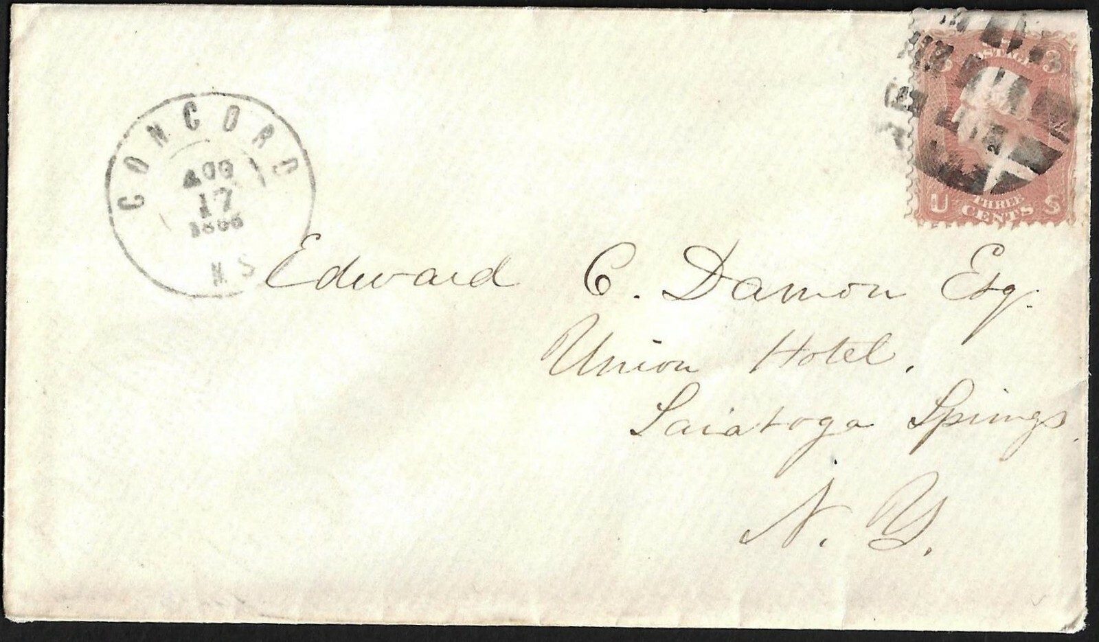 US 1864 CIVIL WAR CONCORD MASS DATED NOV 17 1864 WITH LETTER ENCLOSED TO NY