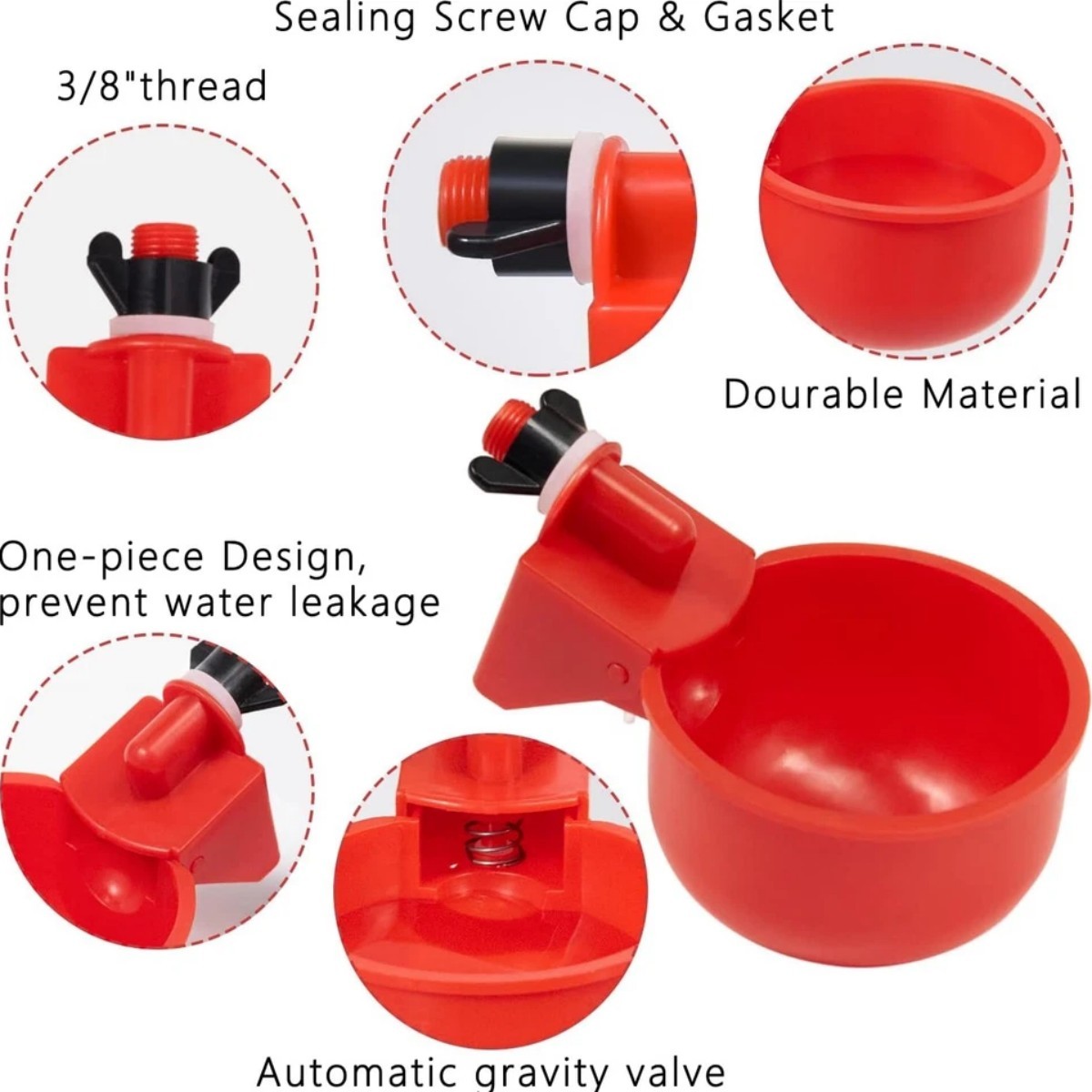 12 PCS Chicken Automatic Watering Cups Poultry Drinker Waterer Duck Quail Hen