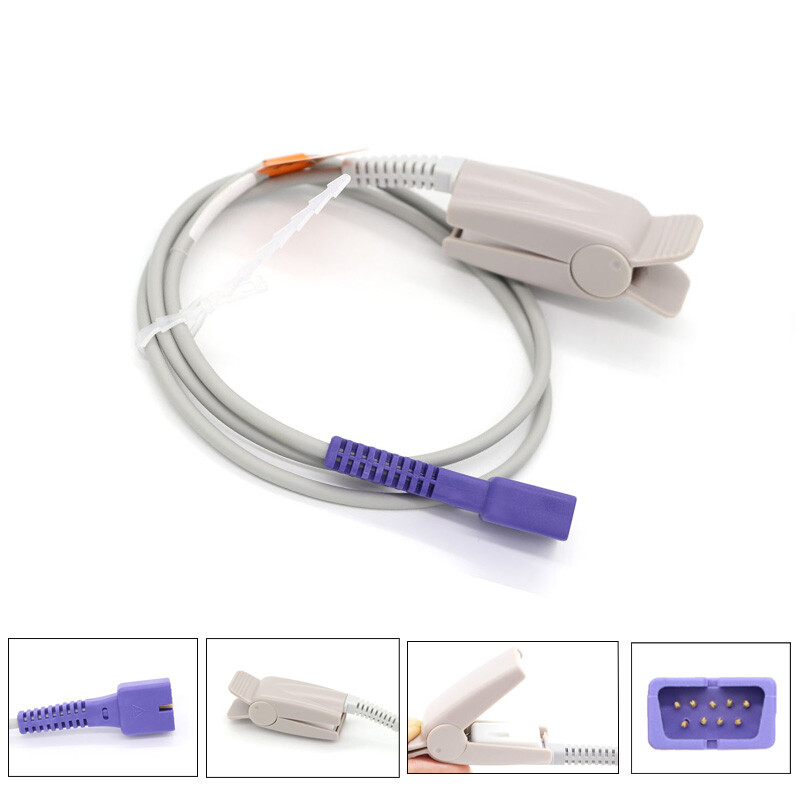 US Fit For DS-100A Oximax Adult Finger Clip SpO2 Sensor Blood Oxygen Probe 9Pin
