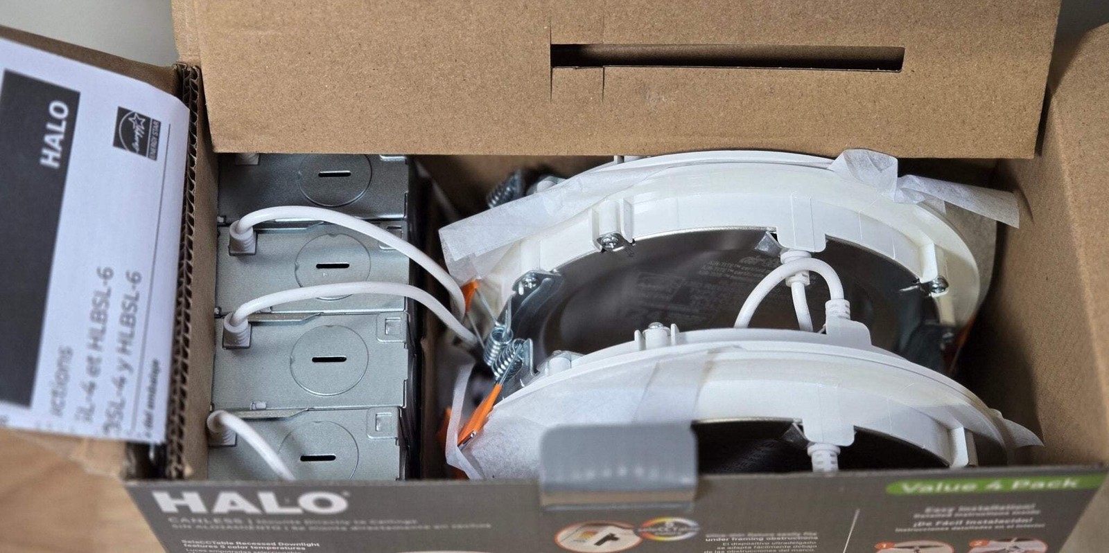 HALO HLBSL 6 in. Can Less Integrated LED White 4-Pack HLBSL609FS5-4PK 900 Lumens