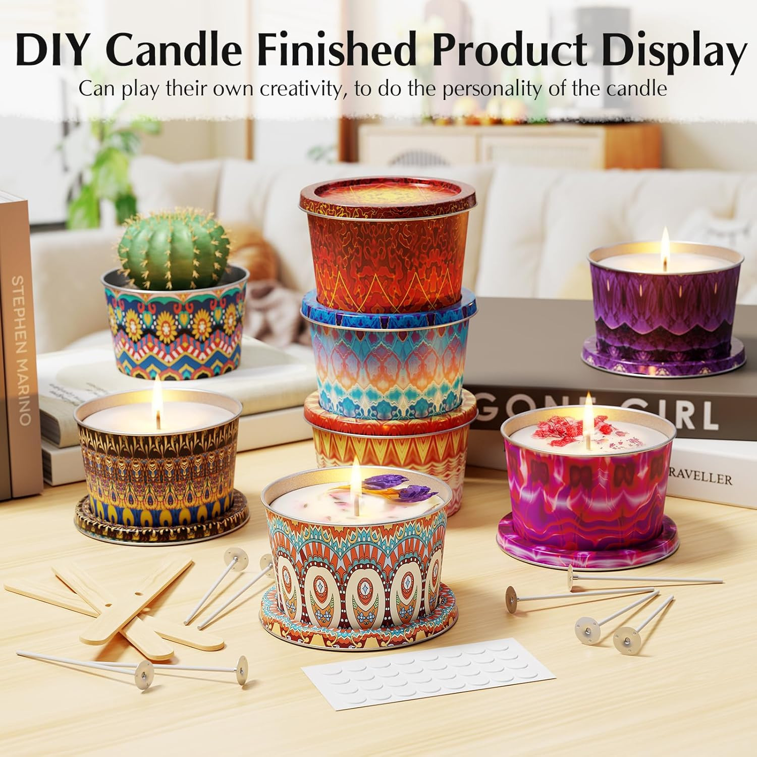 24 Pack Empty Candle Tins 2.2 Oz Metal Containers with Lids for Candle Making