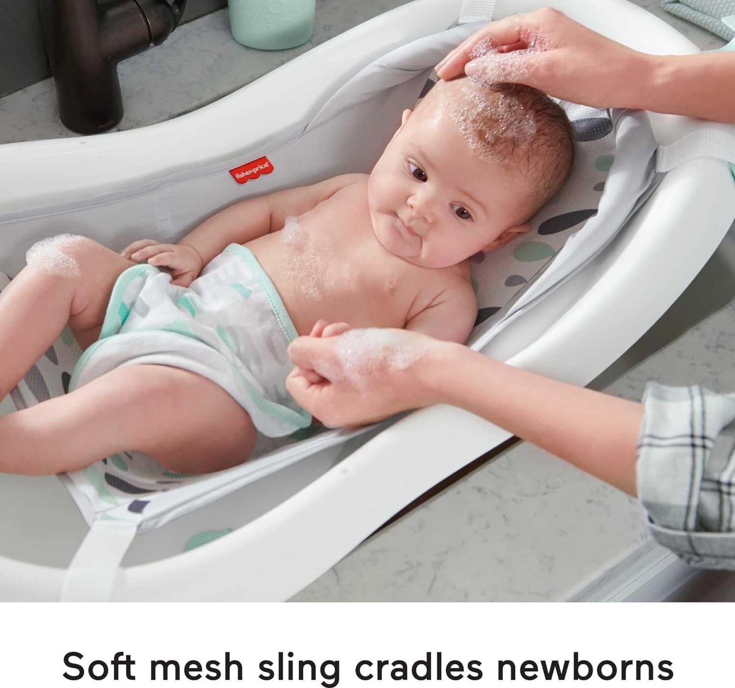 Fisher-Price Baby to Toddler Bath 4-in-1 Slingn Seat Tub 2 Toys Climbing Leaves