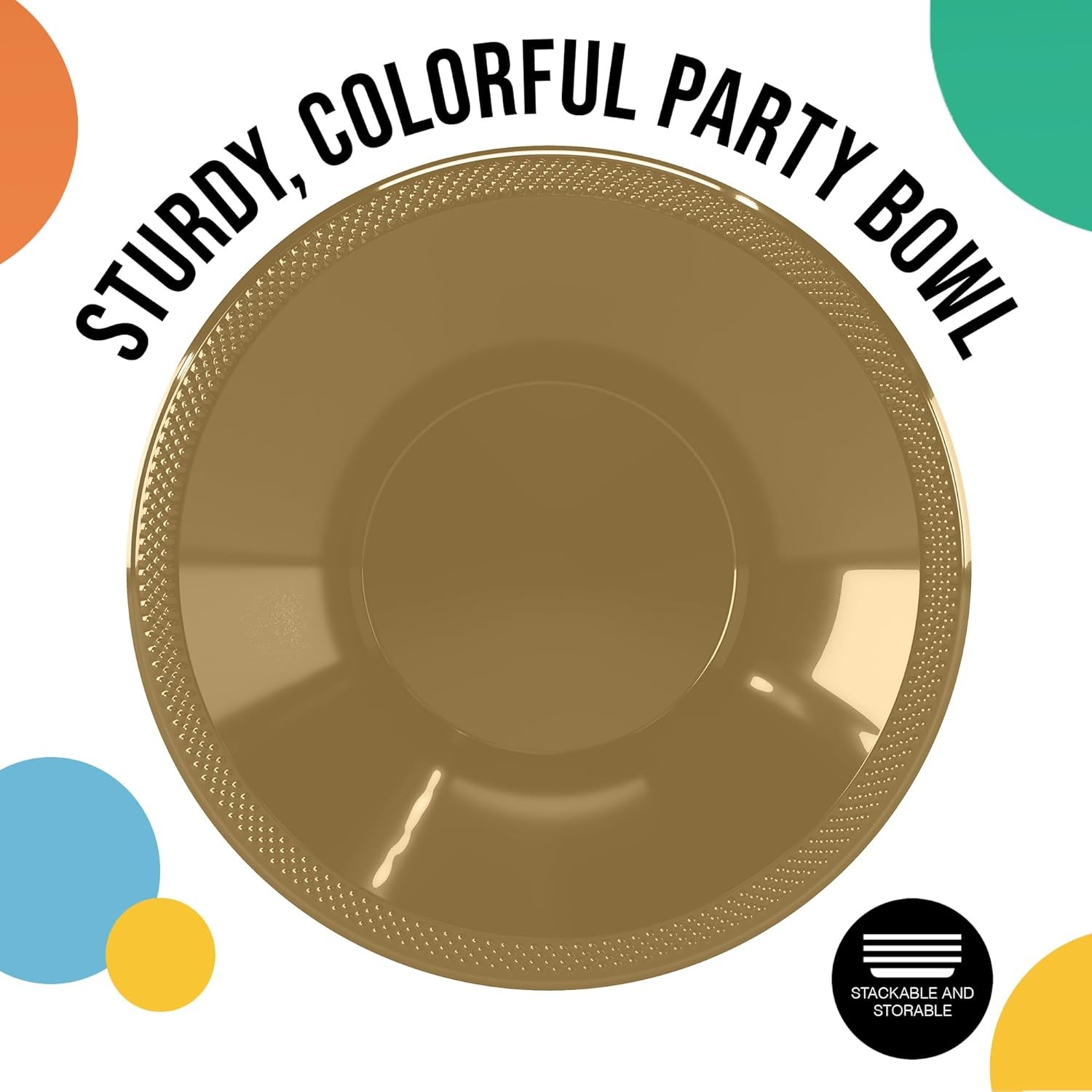 Gold Party Bowls - 50 Pack of 12 Oz Disposable Bowls for All Food Types