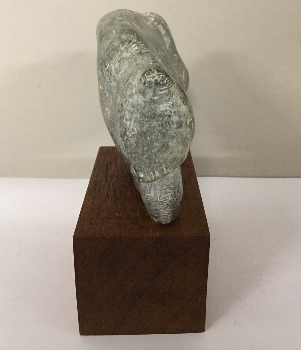 Carved Soapstone Abstract Animal Carving Musk Ox 6x5x2” Mounted On Wood