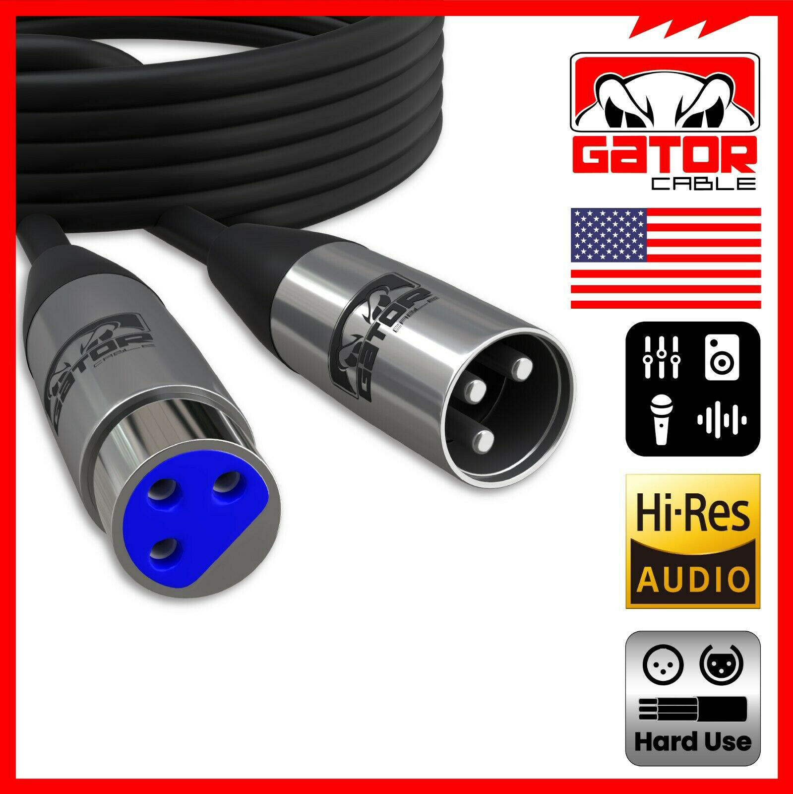 XLR Microphone MIC 3-Pin Male to Female Cable Cord Connector Extension Shielded