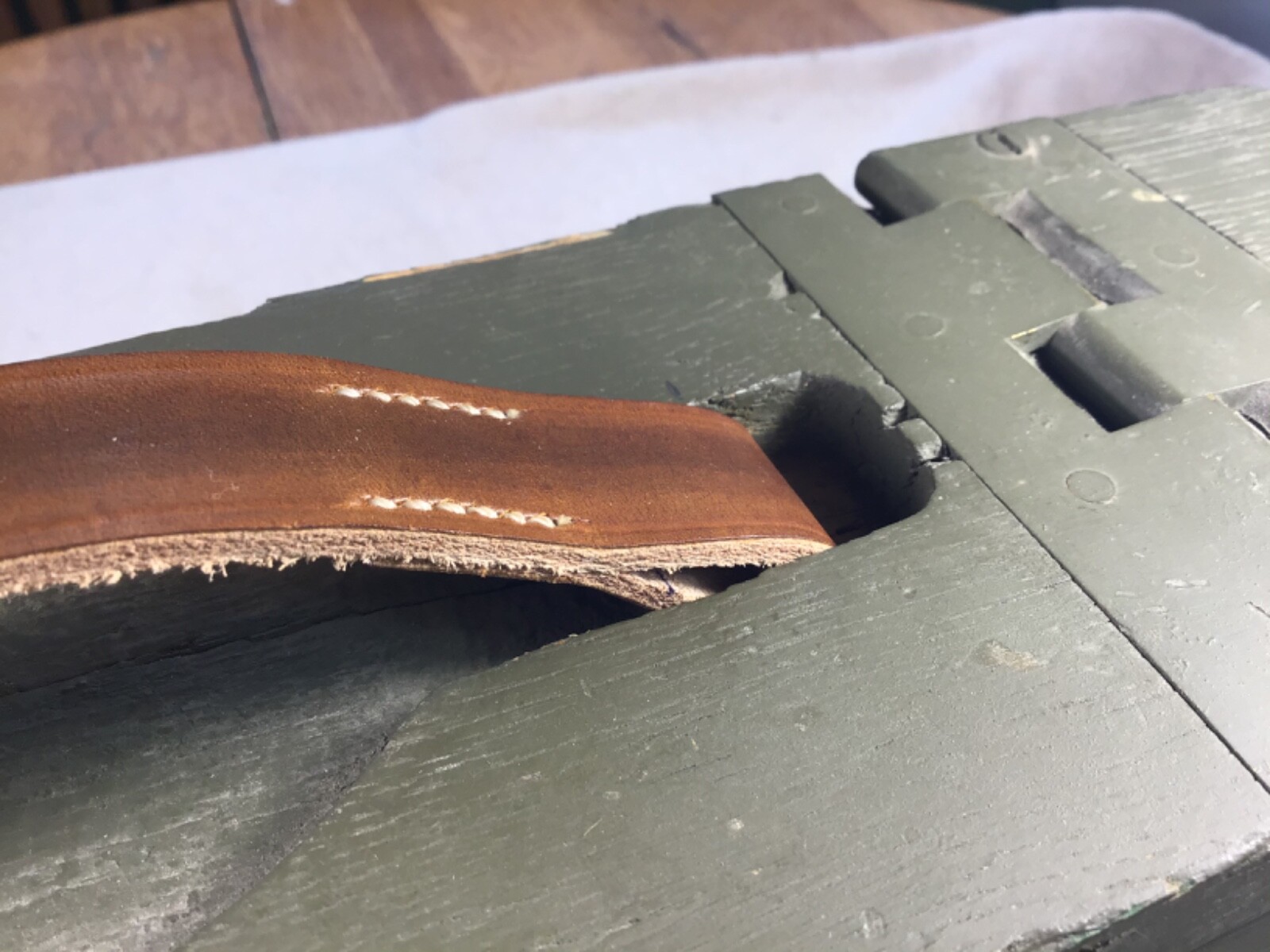 WW1 1917 1918 WOODEN AMMO BOX REPLACEMANT LEATHER HANDLE