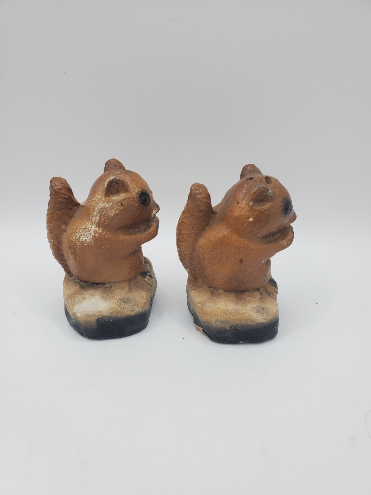 Vintage Ceramic Novelty Squirrel Couple Salt and Pepper Shakers Japan Paint miss