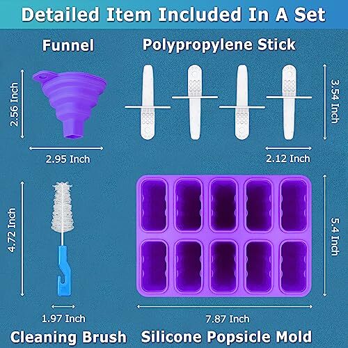 10-Cavity Silicone Popsicle Molds DIY Ice Pop Maker Ice Crea Molds