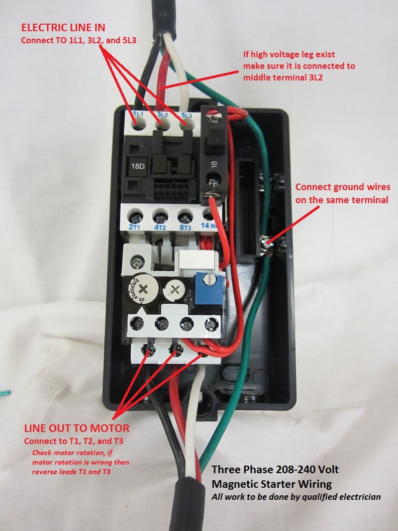 3HP Single 1 Phase or 5HP 3 Phase Magnetic Starter Motor Control 208-240V