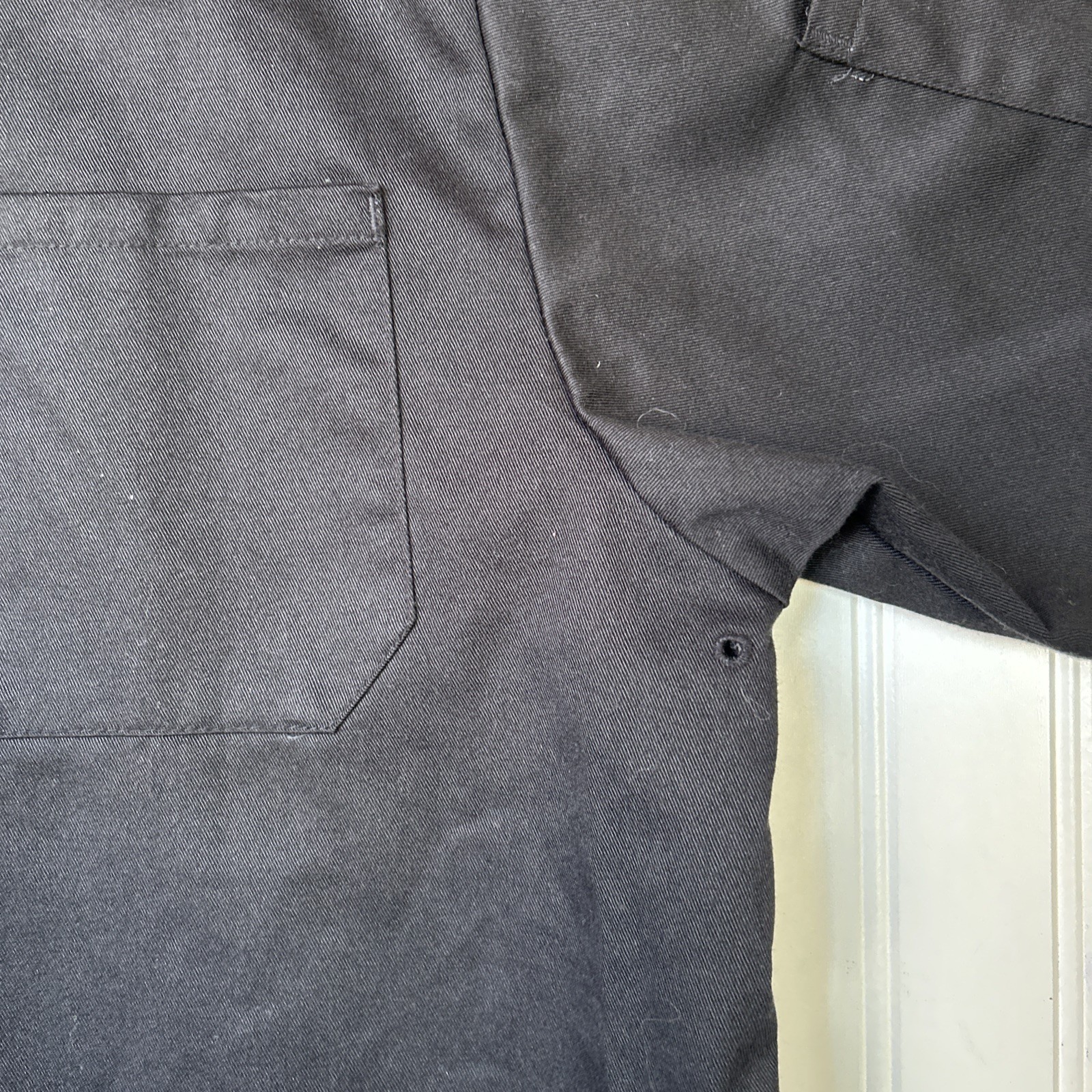 Happy Chef Men's Chef Coat Black Button-Down Long Sleeve L
