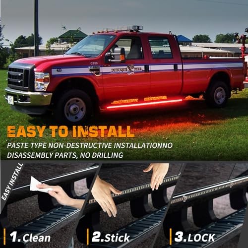 2PCS 60 inch Emergency Lights Strip 720 LED Running Board Strobe Lights Red