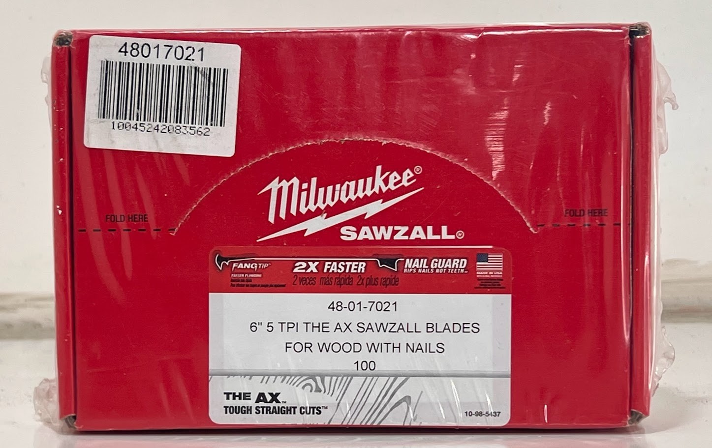 100 PK Milwaukee 48-01-7021 6" 5-TPI The AX SawZall Blades