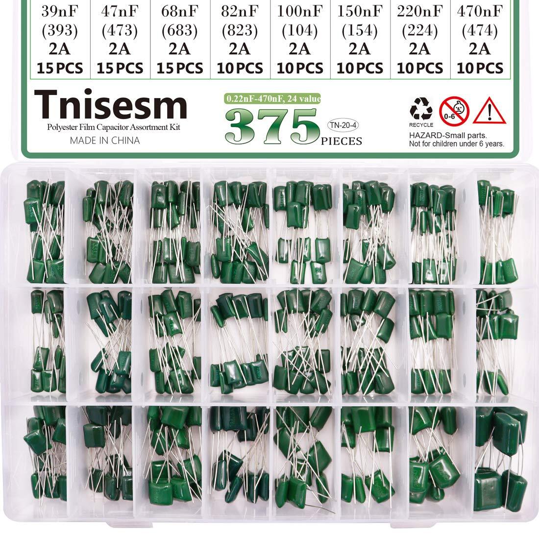 375 Pcs 24 Value Metalized Mylar Polyester Film Capacitors Assortment Kit