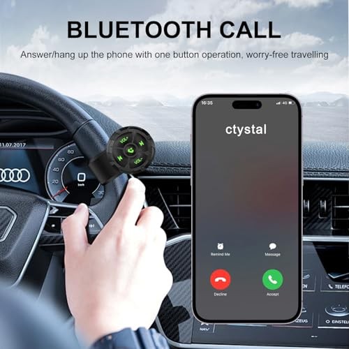 Bluetooth Media Button Remote,Waterproof Wireless Music Controller for Car