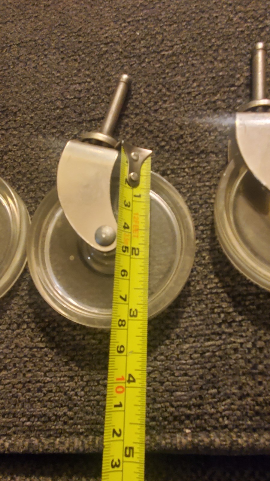 Vintage 3" MCM Clear Caster Wheels - Set of 4