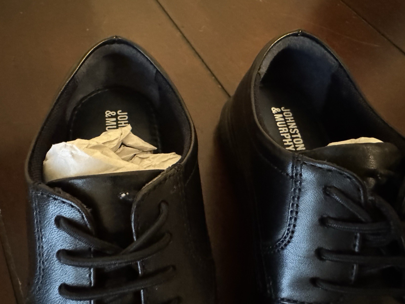 Johnston & Murphy Black Leather Lace Up Derby Dress Shoes28-8381 Boys Sz 12.5