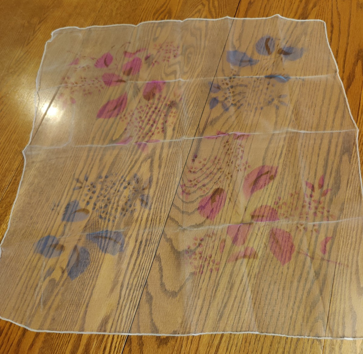 Vintage Lot Of 6 Floral Square Oblong Scarves Rayon, Acetate, Nylon Estate