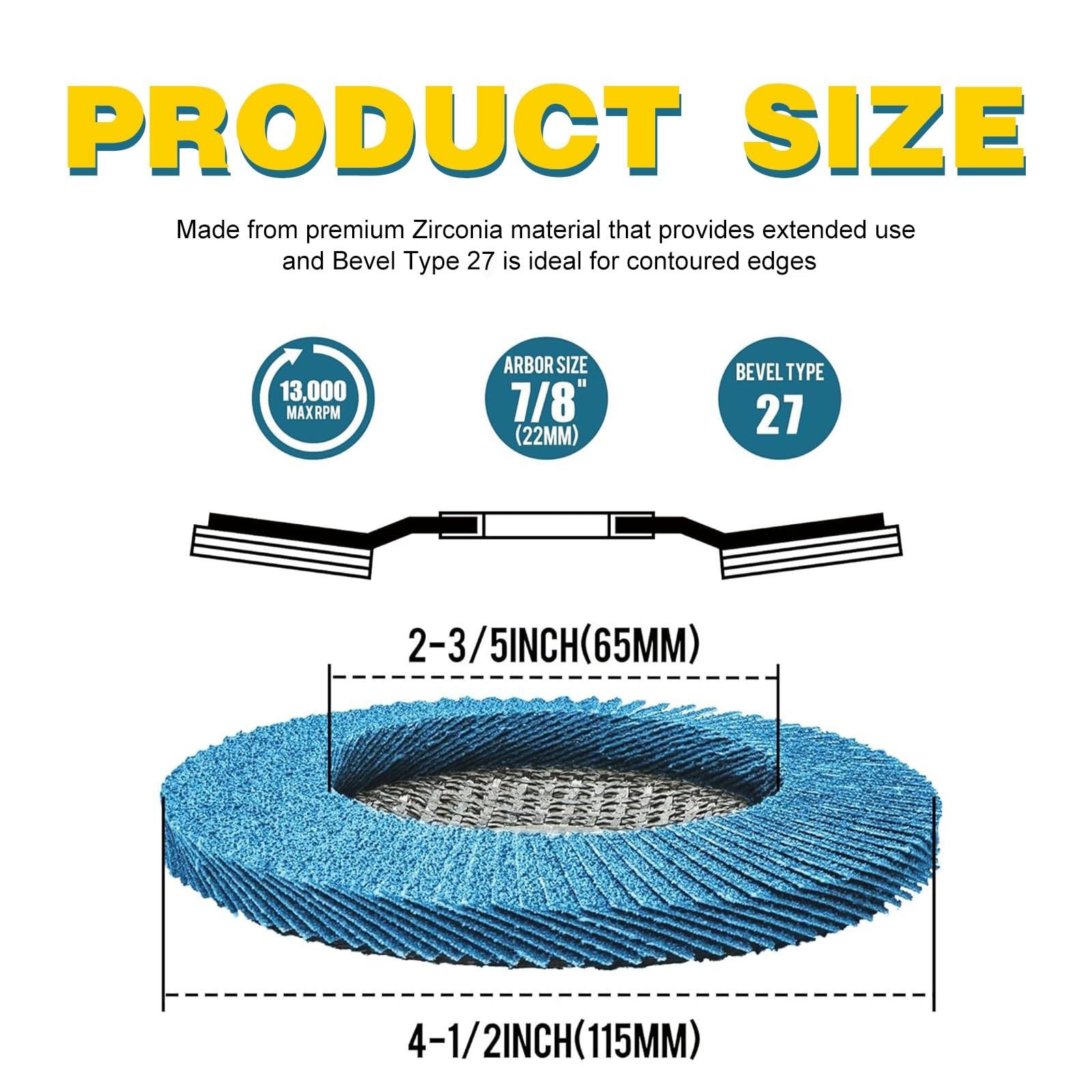 40+8Pcs Flap Discs 4-1/2"60 Grit Zirconia T27 Angle Grinder Sanding Disc 4.5inch