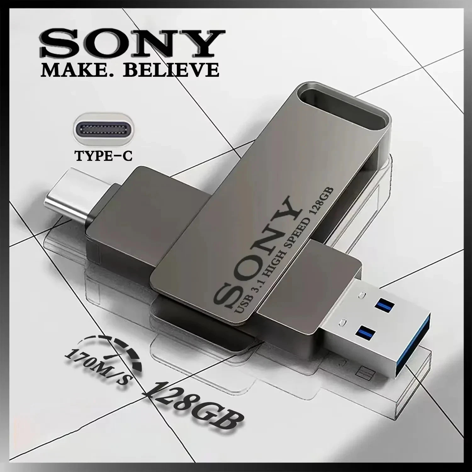 2TB Sony USB Flash Drive High Speed Type C PenDrive 1TB 512GB 256GB Metal Stick