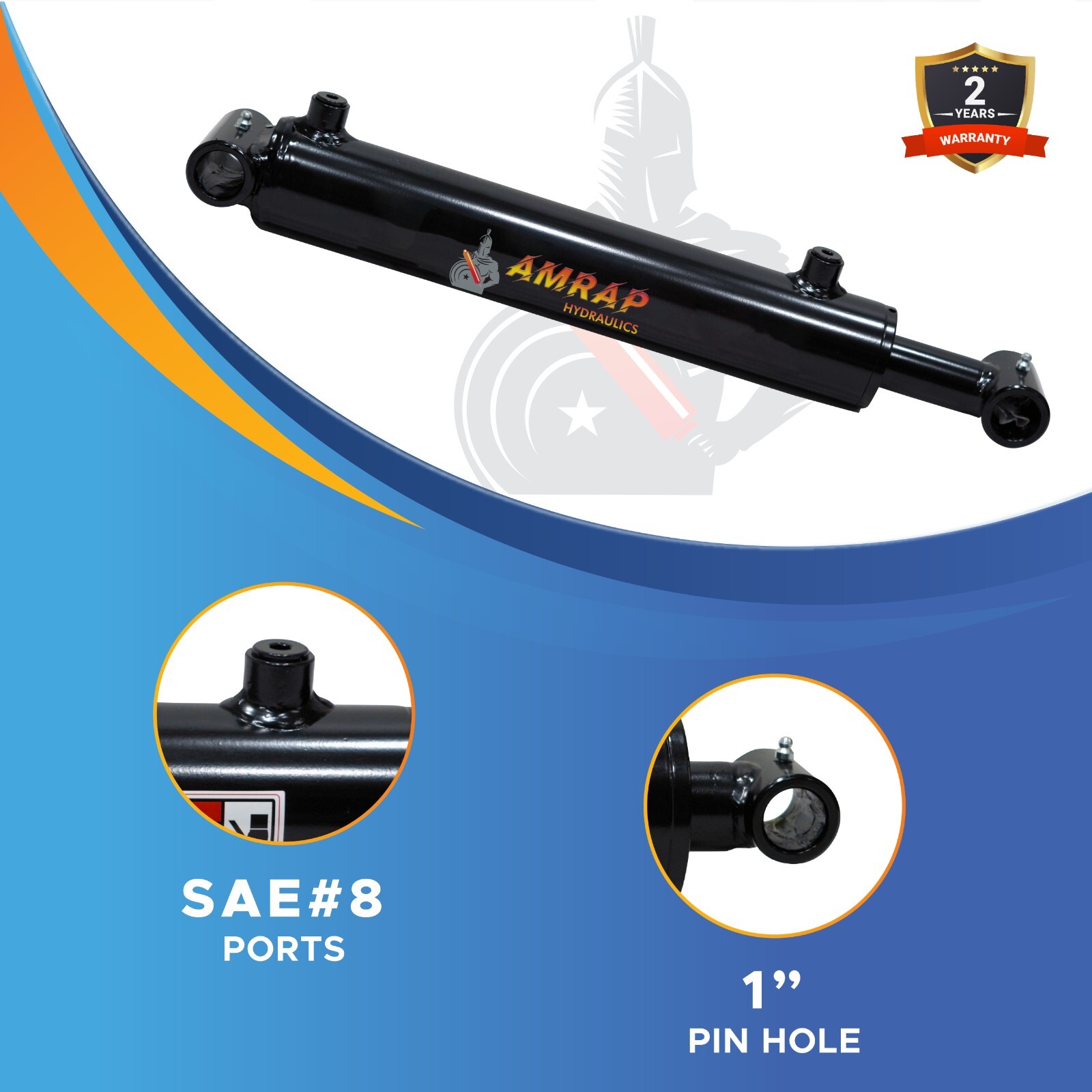 2.5x10 Hydraulic Cylinder 2.5" Bore 10" Stroke Double Acting Welded Cross Tube