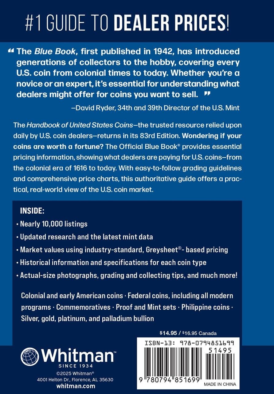 New 2026 Official Red Book Price Guide United States US Coins Spiral + Blue Book